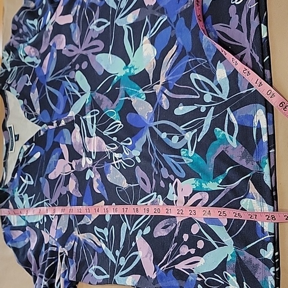 Karen Scott Size 3X Blue Floral Henley Style Long Sleeve Top, Gently Used Cond. - Picture 6 of 9